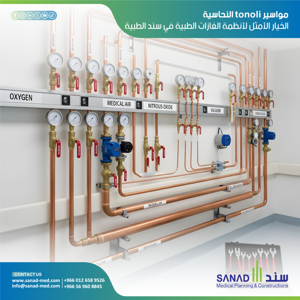 مواسير Tonoli النحاسية - سند الطبية - الغازات الطبية لماذا تُعد مواسير Tonoli الإيطالية (نقاء 99.90%) أفضل خيار لـ MGPS؟ سند الطبية توفرها للبيع مباشرةً بجميع المقاسات، مطابقة لمعايير NFPA 99 و SFDA.