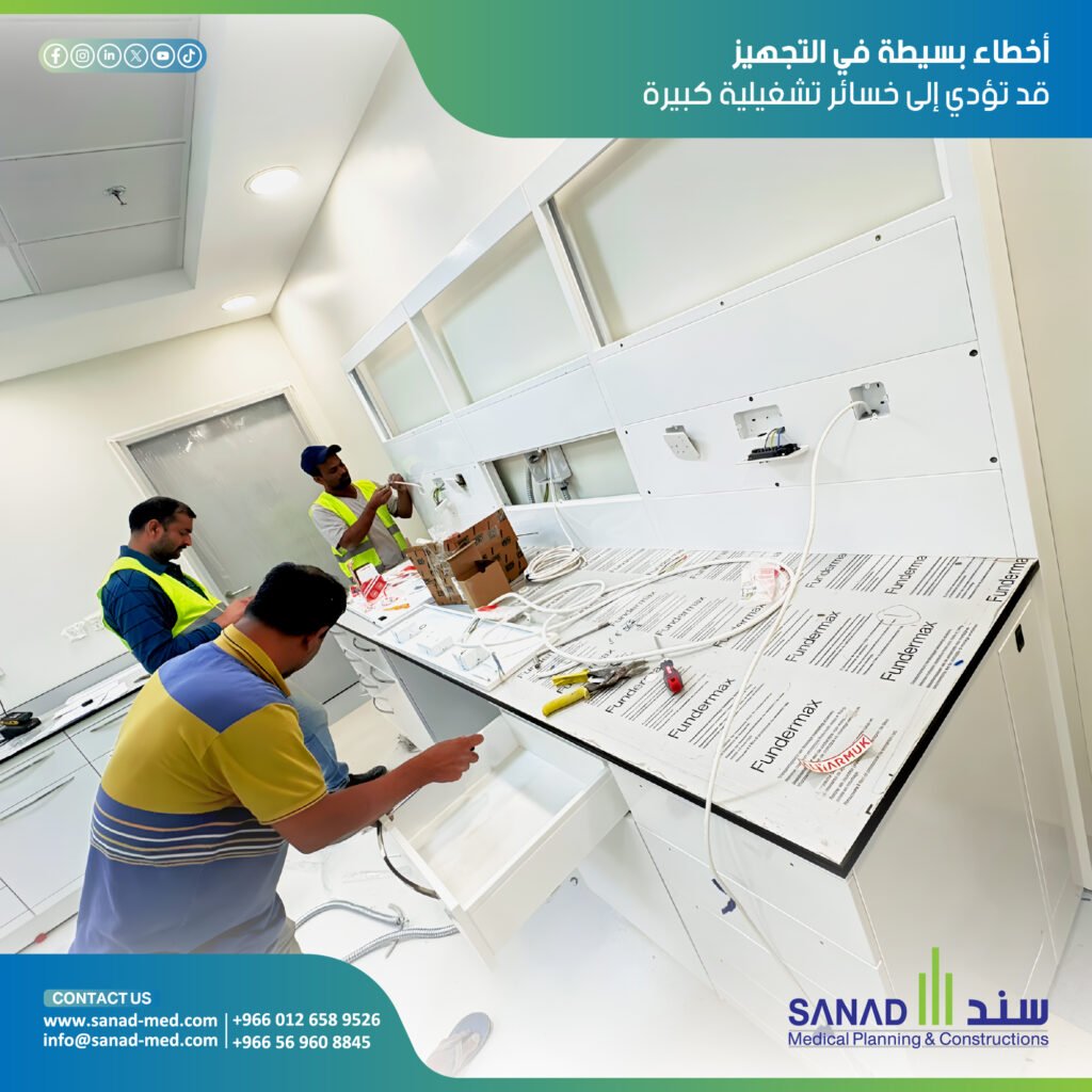 تجهيز المنشآت الطبية السعودية - سند الطبية أخطاء تجهيز المنشآت الطبية وكيفية تجنبها مع "سند الطبية" اكتشف أهم الأخطاء الشائعة عند تجهيز المستشفيات والمراكز الطبية في السعودية. تعرف كيف تساعدك سند الطبية في تجنب مخاطر التشغيل والالتزام بمعايير CBAHI ووزارة الصحة.